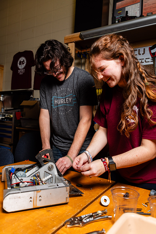 SIU Students working on a Robotics project